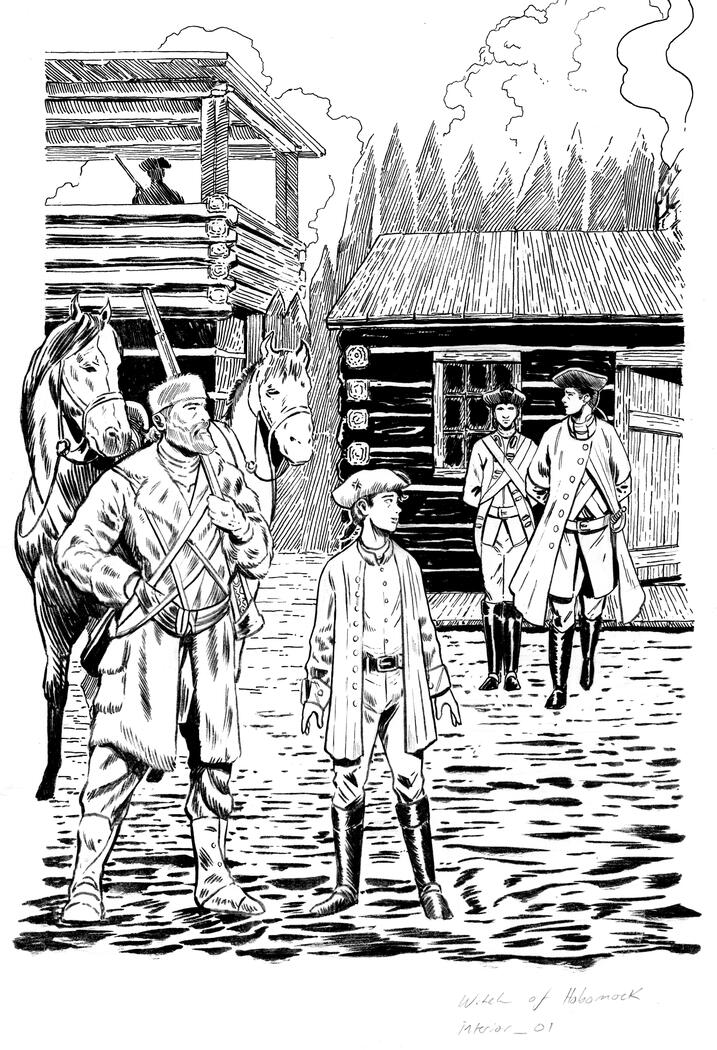 In the Fort, ink on watercolor paper. In the Fort, ink on watercolor paper.
