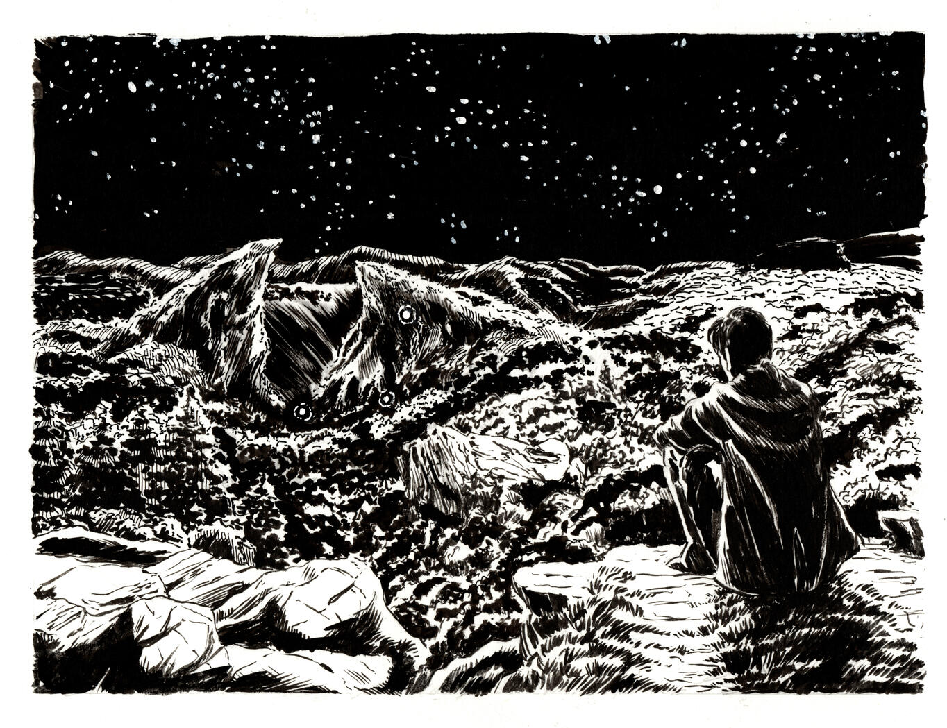 A View of the Grandfathers. Ink on Watercolor Paper, half page. A View of the Grandfathers. Ink on Watercolor Paper, half page.